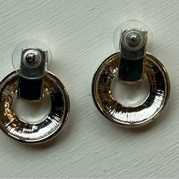 Silver Hammered Circle Earrings - Picture 3 of 3